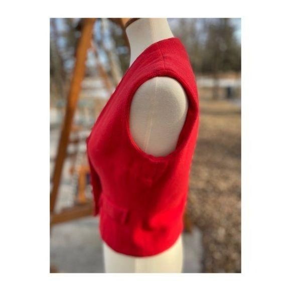 SOLD Vintage 1940s Red Wool Waistcoat Vest Fitted - Picture 2 of 10